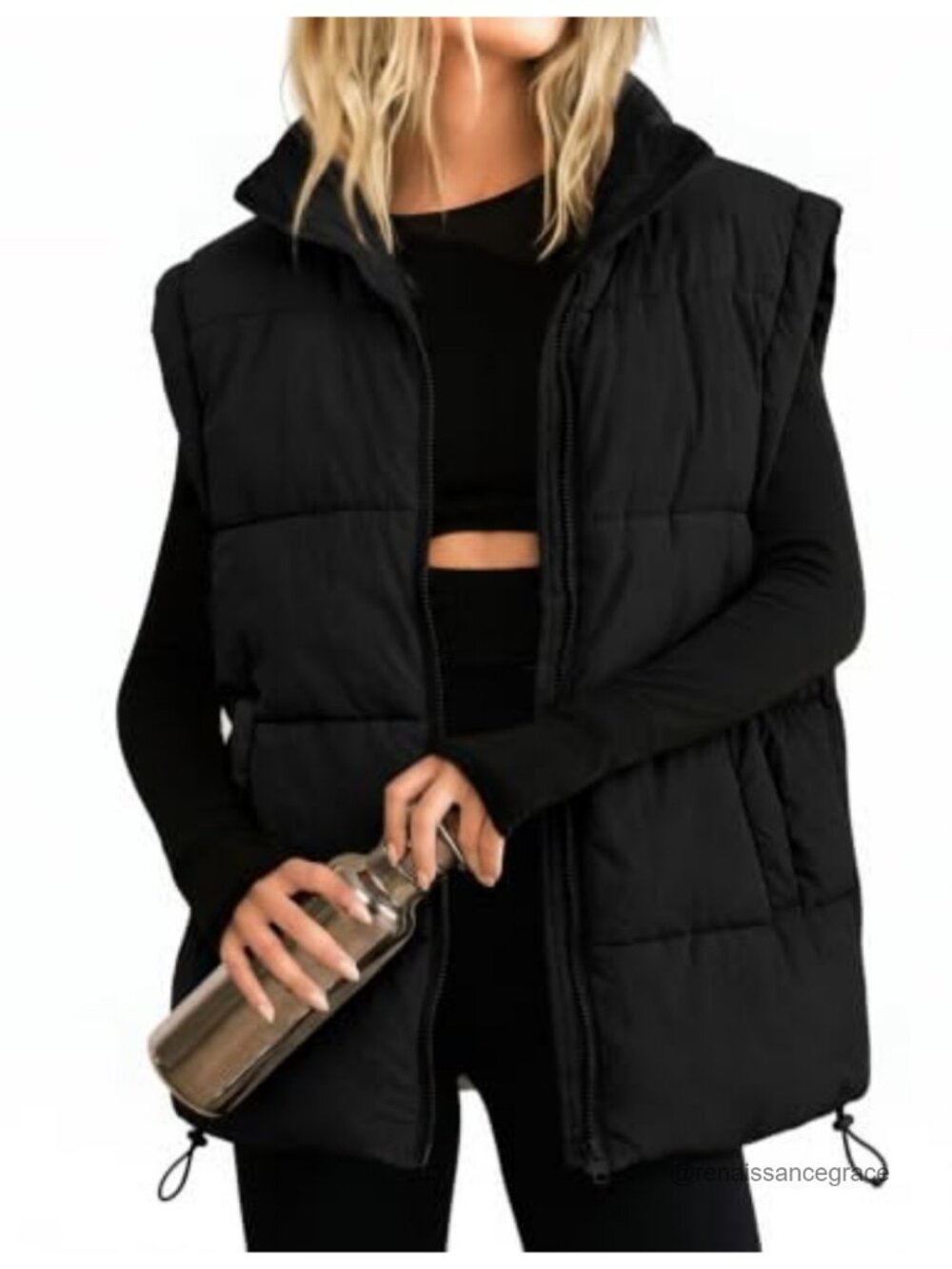 Womens Zip Up Puffer Vest Stand Collar Sleeveless Padded Jacket